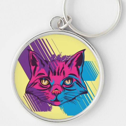 Roze Kat Gezicht Sleutelhanger (Voorkant)