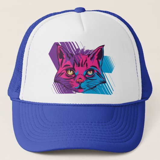 Roze kat gezicht trucker pet (Voorkant)