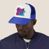 Roze kat gezicht trucker pet (In situ)