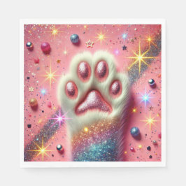 Roze kat glitter poot servetten! servet