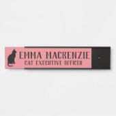 Roze Kat Hangend Deur Naambord Deurbordje (Voorkant)