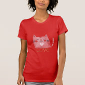 Roze Kat Hart Gouden Liefde T-shirt (Voorkant)