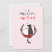 Roze Kat Hart Valentijnsdag Feestdagenkaart (Voorkant)