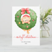 Roze Kat Huisdier Liefhebber Kerst Platte Feestdagenkaart (Staand voorkant)