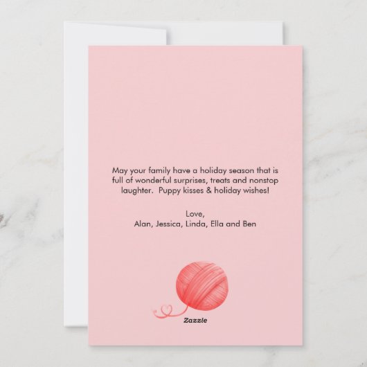 Roze Kat Huisdier Liefhebber Kerst Platte Feestdagenkaart (Achterkant)