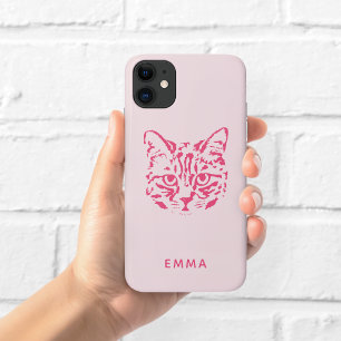 Roze Kat Illustratie Telefoonhoesje Case-Mate iPhone Case