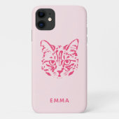 Roze Kat Illustratie Telefoonhoesje Case-Mate iPhone Case (Achterkant)