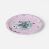 Roze kat in pompoen papieren bordje (Gekanteld)