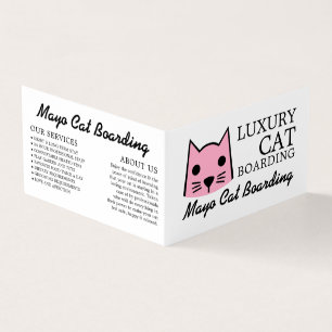 Roze kat, kat aan boord, gedetailleerd catalogusnu visitekaartje