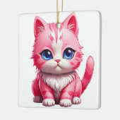 Roze kat keramisch ornament (Links)