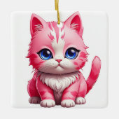 Roze kat keramisch ornament (Voorkant)