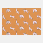 Roze Kat Kerstlicht Inpakpapier Vel (Voorkant 2)