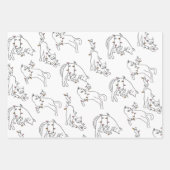 Roze Kat Kerstlicht Inpakpapier Vel (Voorkant)