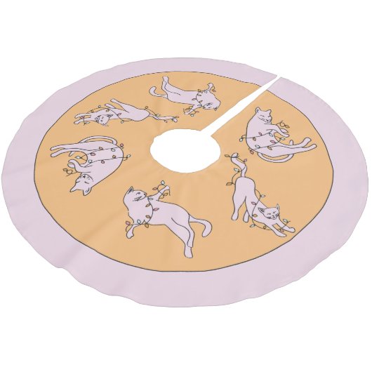 Roze Kat Kerstlicht Kerstboom Rok (Gekanteld)