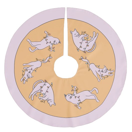 Roze Kat Kerstlicht Kerstboom Rok (Voorkant)