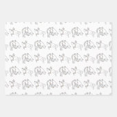 Roze Kat Kerstlicht Vakantie Inpakpapier Vel (Voorkant 2)