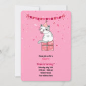 Roze Kat Kinderverjaardagsfeestje Kaart (Voorkant)