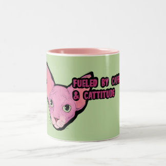 Roze Kat Koffietijd Tweekleurige Koffiemok