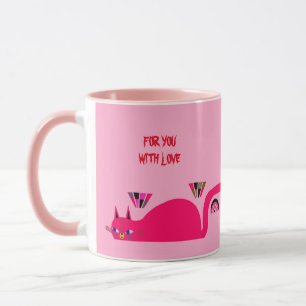 ROZE KAT KOPJE VERJAARDAGSCADEAU MOK