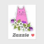 Roze Kat Laptop Sticker (Vel)