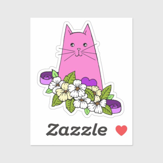 Roze Kat Laptop Sticker (Vel)