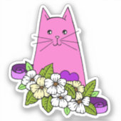 Roze Kat Laptop Sticker (Voorkant)