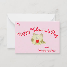 Roze Kat Liefde Valentijnsdag Visitekaartje Maat Notitiekaartje