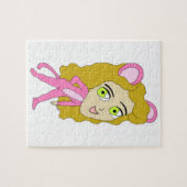 roze kat meisje legpuzzel (Horizontaal)