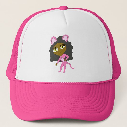 roze kat meisje     trucker pet (Voorkant)