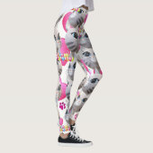 Roze Kat Meow Witte Leggings (Rechts)