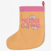 Roze Kat Meowy Kerstverlichting Stocking Grote Kerstsok (Achterkant)