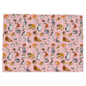 roze kat met een kat - vormgeving voor kattenliefh groot cadeauzakje (Achterkant)