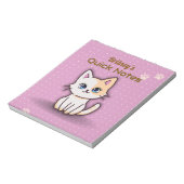 Roze Kat Met Naam Notitieblok (Linkerzijde)