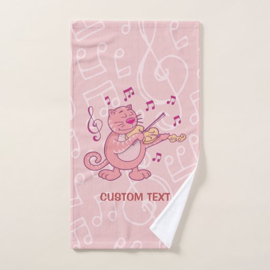 Roze kat met Violin Bad Handdoek (Handdoek)
