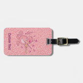 Roze kat met Violin Bagagelabel (Voorkant horizontaal)