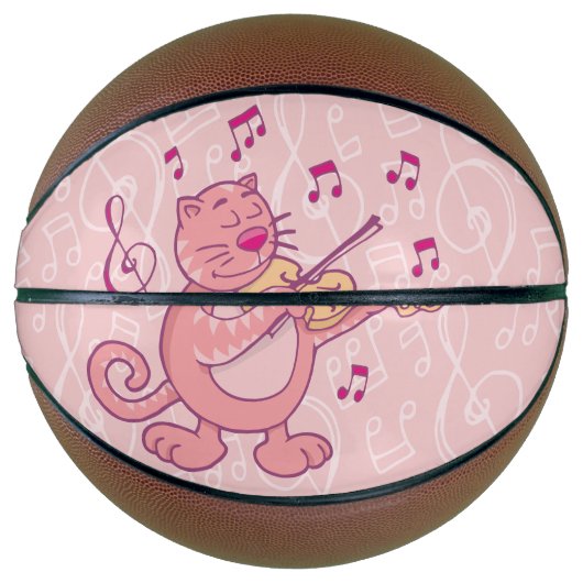 Roze kat met Violin Basketbal (Voorkant)