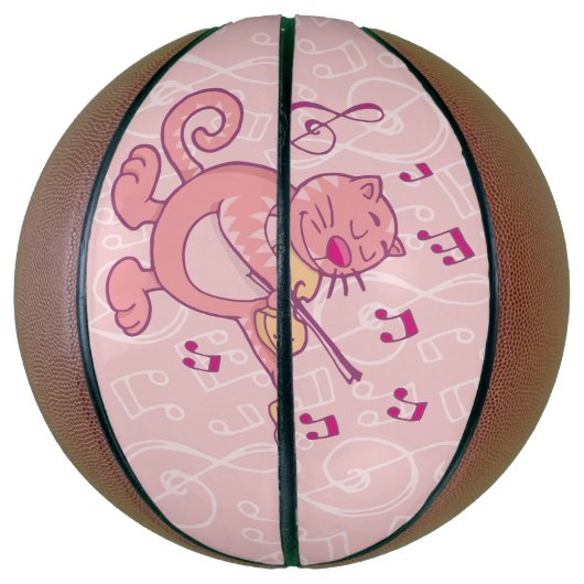 Roze kat met Violin Basketbal (Verticaal)
