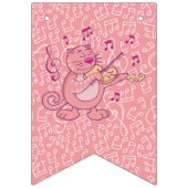 Roze kat met Violin Bunting Flags Vlaggetjes (Tweede vlag)