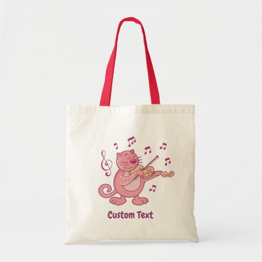 Roze kat met Violin Canvas tas (Voorkant)