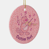 Roze kat met Violin Ceramic Ornament (Rechts)