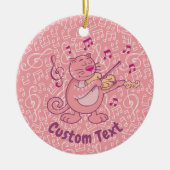 Roze kat met Violin Ceramic Ornament (Voorkant)