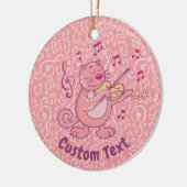 Roze kat met Violin Ceramic Ornament (Links)