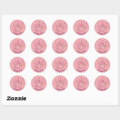 Roze kat met Violin Classic Round Sticker (Vel)