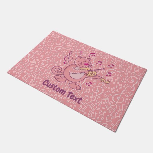 Roze kat met Violin Doormat Deurmat (Schuin)