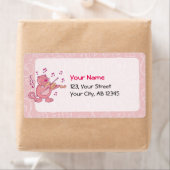 Roze kat met Violin Etiket (Insitu)