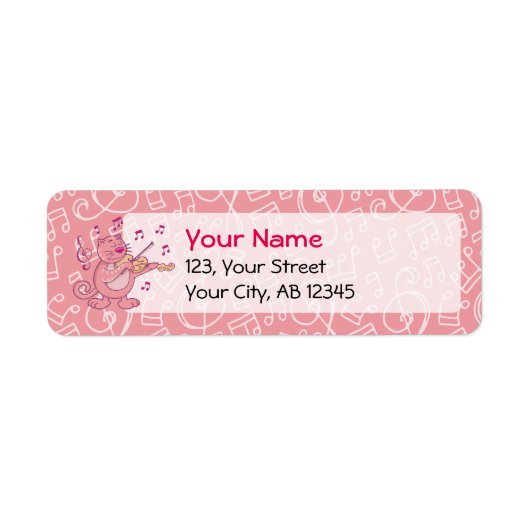 Roze kat met Violin Etiket (Voorkant)