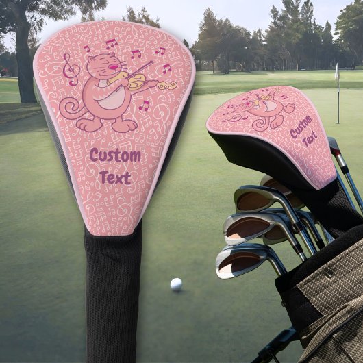 Roze kat met Violin Golf Head Hoesje Golfheadcover