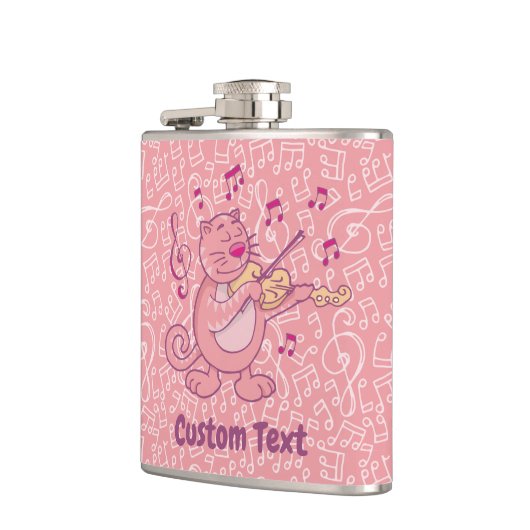 Roze kat met Violin Hip Flask Heupfles (Links)