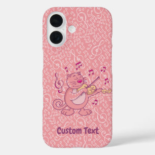 Roze kat met Violin iPhone Case