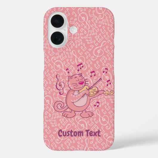 Roze kat met Violin iPhone Case (Achterkant)